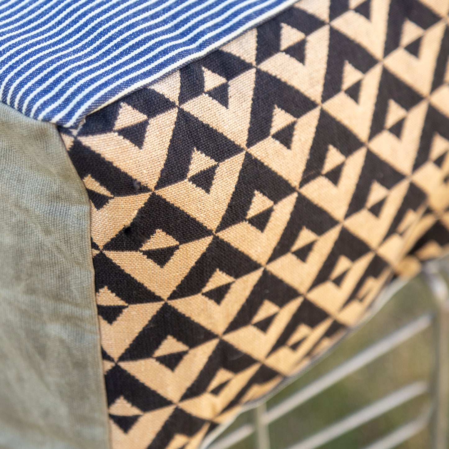 Shoulder bag in hickory stripe and diamond check